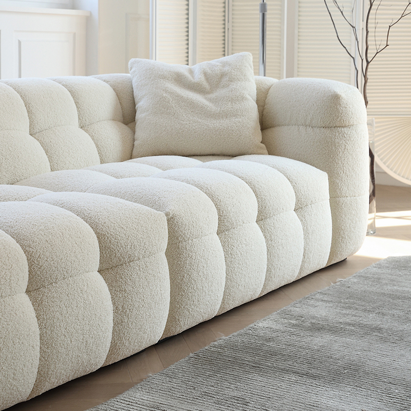 Mobilious-Melloro Cream Bouclé Plush Sofa