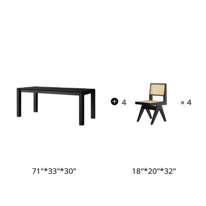 Tenaro Solid Wood Black Dining Table