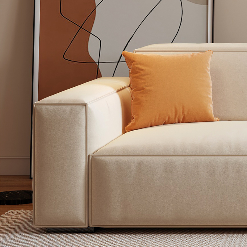 Mobilious-Calda Cream Fabric Straight Sofa