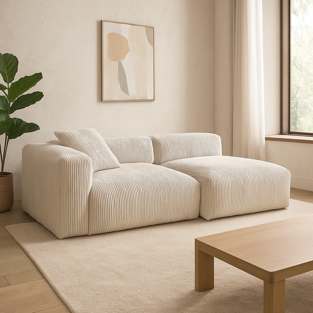 Mobilious-Velvra Corduroy Deep Seat Modular Sectional
