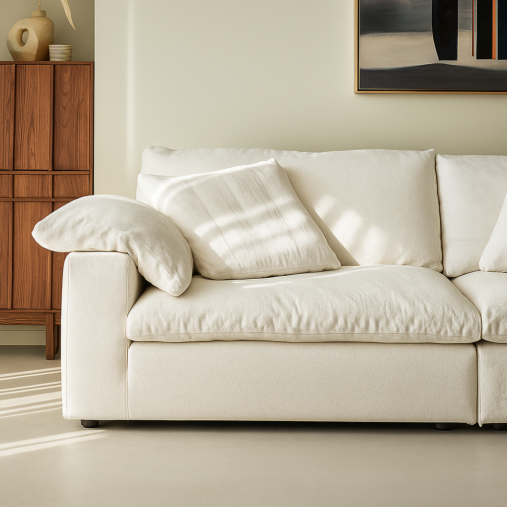 Mobilious-Lunara Dew-Retted Linen Fabric Washable Sofa- Plus