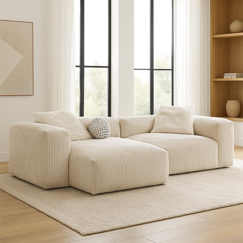 Mobilious-Velvra Corduroy Deep Seat Modular Sectional