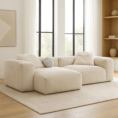 Mobilious-Velvra Corduroy Deep Seat Modular Sectional
