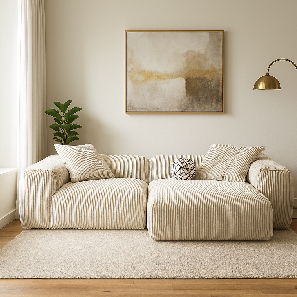 Mobilious-Velvra Corduroy Deep Seat Modular Sectional