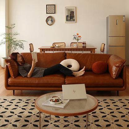 Calvía Genuine Leather Retro Straight Sofa