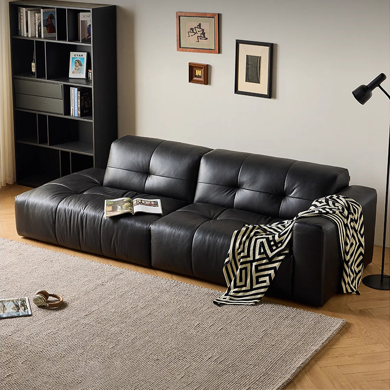 Svartlys Top Grain Leahter Straight Open Sofa