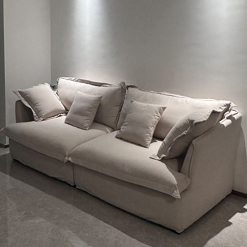 Aokaze White Linen Fabric Slipcovered Sofa