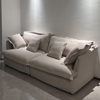 Aokaze White Linen Fabric Slipcovered Sofa
