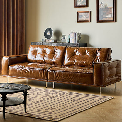 Rivaro Genuine Leather Retro Straight Sofa