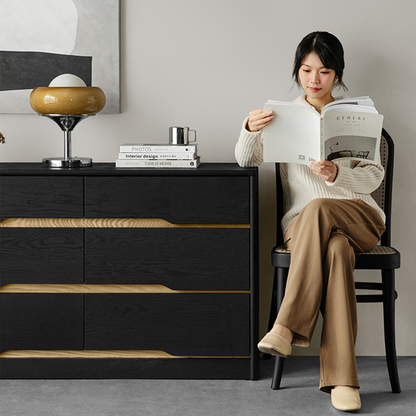 Euno Solid Wood Black Storage Dresser