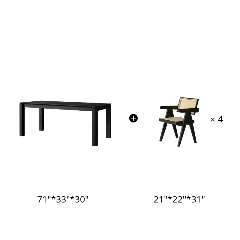 Tenaro Solid Wood Black Dining Table