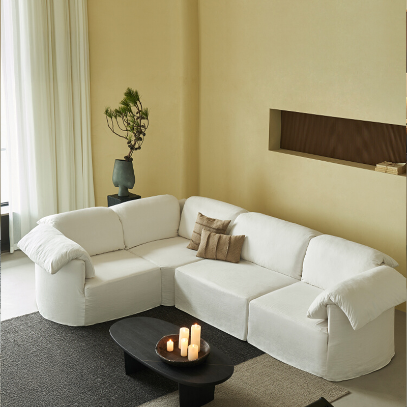 Murelle Linen Fabric Washable White Sofa