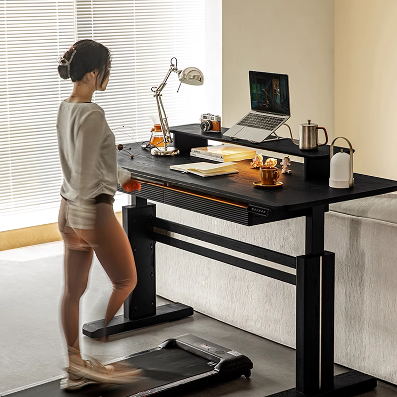 Elevare Solid Wood Black Sit-Stand Desk