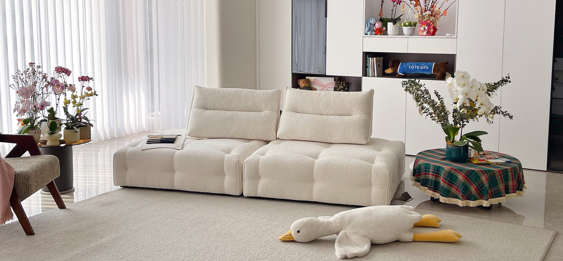 Mobilious-Stratto Gray Modular Chenille Fabric Sofa