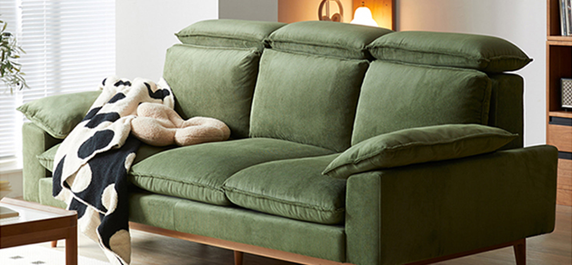 Mobilious-Bosvella Corduroy Retro Green Washable Sofa