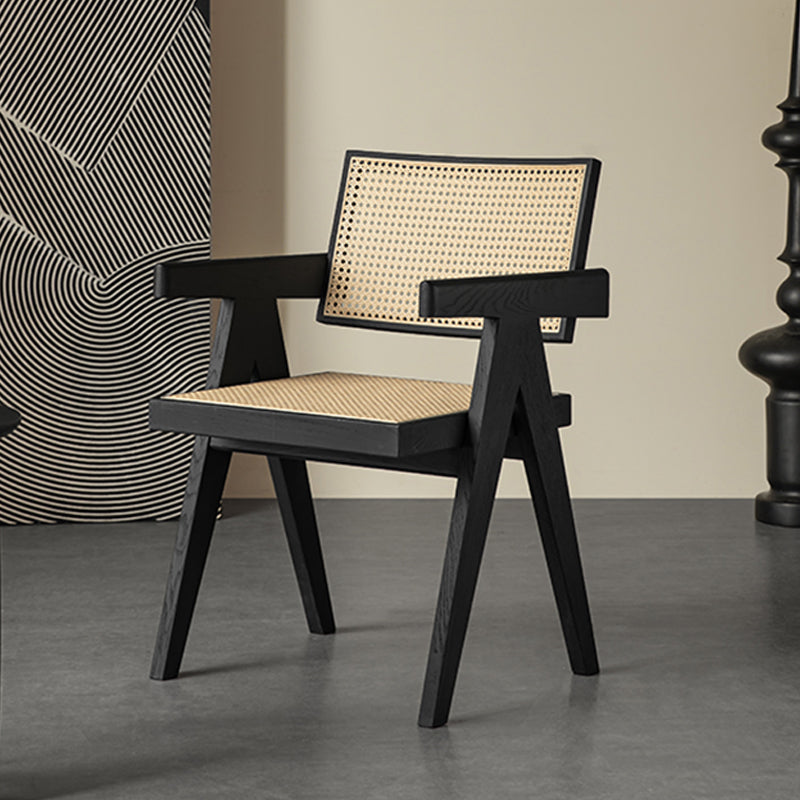 Aruna Solid Wood Modern Rattan Armchair